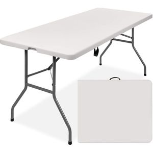 YAR Inklapbare Tafel – Klaptafel – Campingtafel – Vouwtafel Buiten – Weerbestendig – 180 x 70 x 74 cm – Wit