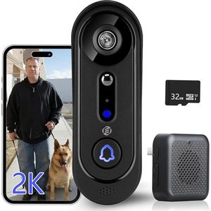 Equivera Video Deurbel met Camera - Video Deurbel met Camera - Video Deurbel - Draadloze Video Deurbel - Weerbestendige Video Deurbel - Nachtzicht - Personenherkenning - Bewegingssensor - Buitenbeveiliging