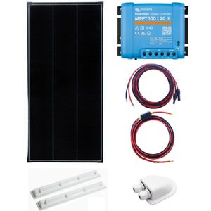 5 Jaar Garantie - Bluetooth Set Zonnepaneel 115Wp Caravan, Camper, Boot, Tent - MPPT Victron Energy laadregelaar 100/20 - Zonnepaneel Compleet Pakket - Kabel met connectoren - Plug-Play set schematische tekening en handleiding-Monokristallijn