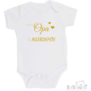 100% katoenen Romper ""Mijn opa is de allerliefste"" Jongens Katoen Wit/goud shiny Maat 68/74