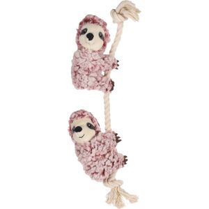 Flamingo Hangta - Speelgoed Honden - Hs Hangta Luiaard + Touw Oud Roze S 40cm - 1st
