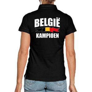 Zwart fan poloshirt voor dames - Belgie kampioen - Belgisch supporter shirt - EK/ WK outfit XL