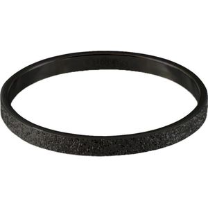 Quiges Stapelring Dames - Vulring Glitter - RVS Zwart - Maat 20 - Hoogte 2mm