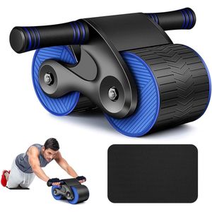 Automatisch Ab Roller Oefeningswiel met dikke kniebeschermmat voor buikspiertraining - dubbel wiel voor beginners - kerntrainingen ab wheel