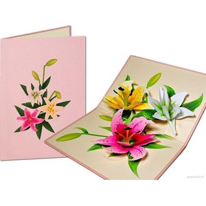 Popcards popupkaarten – Verjaardagskaart Boeket Bloemen Lelies Liefde Vriendschap Felicitatie Beterschap pop-up kaart 3D wenskaart