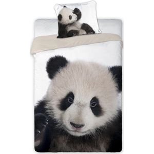 Dekbedovertrek Panda - eenpersoonsmaat met groot kussensloop - 100% katoen