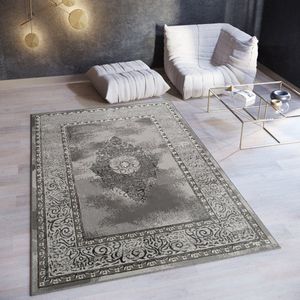 Tapiso Ares Vloerkleed Donkergrijs Laagpolig Woonkamer Oriental Tapijt Maat- 140x200