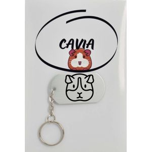 Cavia sleutelhanger inclusief kaart – Cavia liefhebber cadeau - animals - Leuk kado voor je dieren liefhebber om te geven - 2.9 x 5.4CM