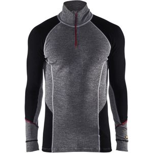 Blaklader Onderhemd zip-neck 100% merino XWARM 4699-1736 - Medium Grijs/Zwart - 4XL