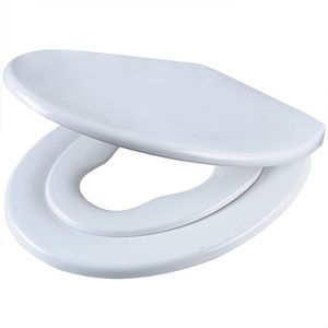 Furnibella - WC bril in Plastic familie Toiletbril met kinderzitje,toiletdeksel WC-deksel met softclose en Quick release systeem,Wit WS2601