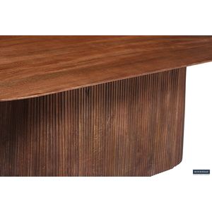 Eettafel 'Miguel' 230 cm Ovaal Lichtbruin, Structuur en blad massief hout Mangolia