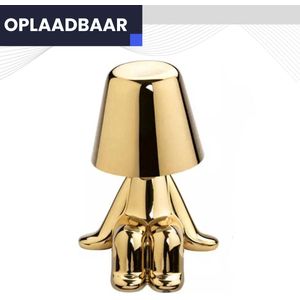 FONKEL® Golden Boy Andy LED Tafellamp Oplaadbaar Goud – Draadloze Lamp Dimbaar – Tafellamp zonder snoer – Bureaulamp Oplaadbaar – Leuke Gadget – Nachtlampje Volwassenen