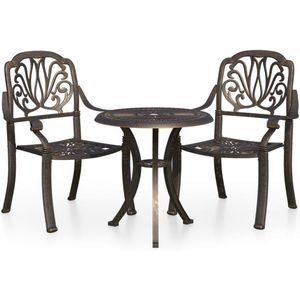 vidaXL 3-delige Bistroset gietaluminium bronskleurig - Bistroset - Bistrosets - Bistro Set - Bistro Sets