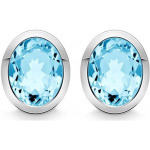 Quinn Silver-oorstekers met blauwe topaas - 036811958