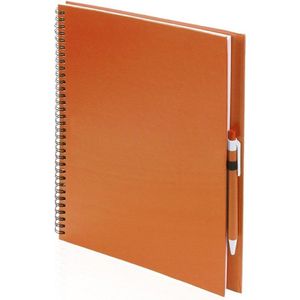 3x Schetsboeken oranje harde kaft A4 formaat - 80x vellen blanco papier - Teken boeken