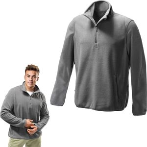 JEMIDI fleece trui heren maat XXL - Fleece met halve rits - Met twee zakken met ritsen - Warm dubbelzijdig geborsteld fleece - Met elastiek - Grijs