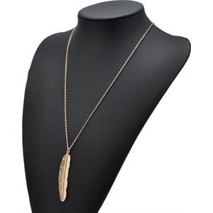 Lange Ketting - Veer - 60cm - goudkleurig