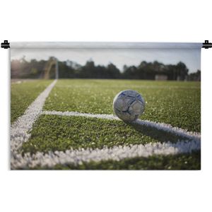 Wandkleed Voetbal - Bal ligt op de hoekschop lijn Wandkleed katoen 180x120 cm - Wandtapijt met foto XXL / Groot formaat!