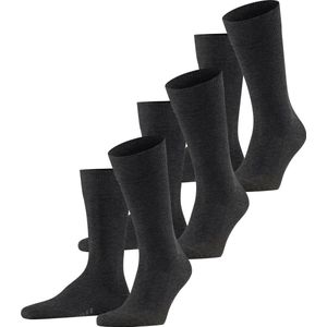 FALKE Family 3-Pack katoenen sokken heren grijs - Maat 43-46