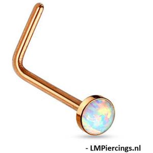 Neuspiercing L-bend opal rose gold plated