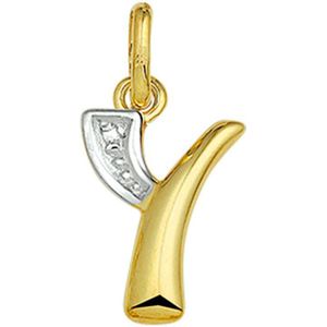 Hanger Letter Diamant 0.005Ct H Si 14K Geelgoud