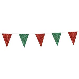 Wefiesta - Vlaggenlijn Glitter Rood/Groen (20 x 30 cm, 6 mtr)