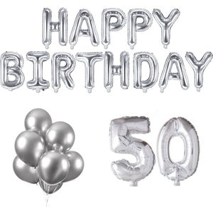 50 jaar Verjaardag Versiering Ballon Pakket Zilver