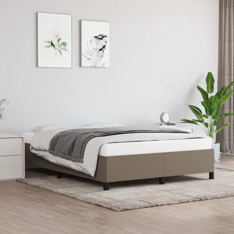 vidaXL - Bedframe - zonder - matras - stof - taupe - 140x190 - cm