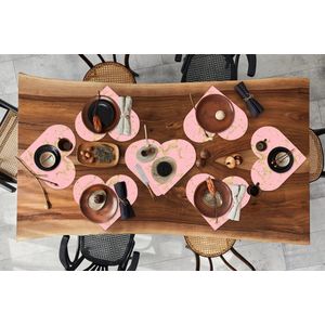 Onderleggers - Placemats - Placemats hartje - Goud - Glitter - Marmer print - Roze - 10 stuks