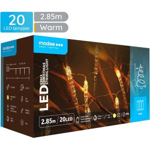 Modee Lichtsnoer Kerst IJspegels 2.85 Meter - Kerstverlichting voor Binnen - Inclusief 3xAA Batterijen - 20 LED Lampjes IP20 - 2700K - Warm Wit Licht - Per stuk
