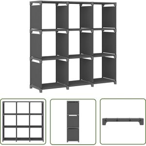 The Living Store Kast met 9 vakken 103x30x107,5 cm stof grijs - Opbergkast - Vakkenkast - Grijze Kast - Stoffen Kast - Metalen Kast