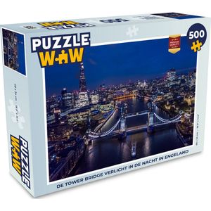 Puzzel De Tower Bridge verlicht in de nacht in Engeland - Legpuzzel - Puzzel 500 stukjes