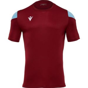 Macron Polis Shirt Korte Mouw Kinderen - Bordeaux / Hemelsblauw | Maat: 11-12 Y