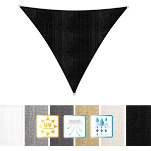 Driehoekige luifel van Lumaland incl. spandraden |Driehoek 5 x 5 x 5 m| 160 g/m² - zwart