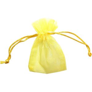 Organza zakjes  cadeauverpakking / geschenkverpakking / kado zakje 7,5 x 10cm neon geel (per 10 stuks)