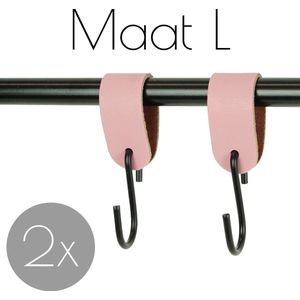 2x Leren S-haak hangers - Handles and more® | ZACHTROZE - maat L (Leren S-haken - S haken - handdoekkaakje - kapstokhaak - ophanghaken)