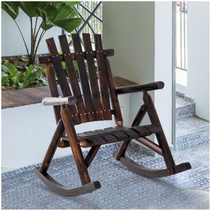 Swingstoel met armleuning, weerbestendig, massief houtkoold, 97 x 69 x 93 cm