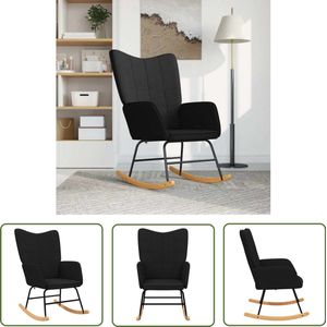vidaXL Schommelstoel Stof - Zwart - Comfort & Stijl Schommelstoel - Relaxing Chair - Lounge Chair - Tuinmeubilair - Zwarte Meubels