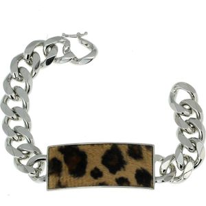 Behave Schakel armband met leopard - tijgerprint