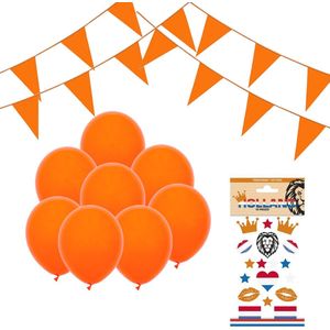 Oranje Versiering Oranje Slingers Vlaggenlijn Oranje Ballonnen EK WK Koningsdag Oranje Feestartikelen 56 Stuks Pakket