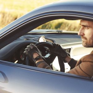Zwarte Autohandschoenen van Schapenleer voor Touchscreens