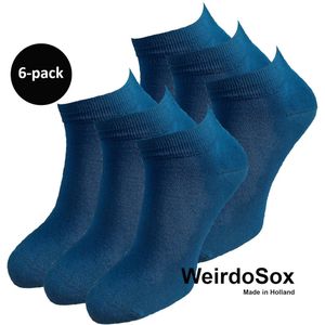 WeirdoSox Bamboe naadloze sneaker sokken Marine - Anti zweet - Anti bacterieel - Dames en heren - 6 Paar - Maat 43/46