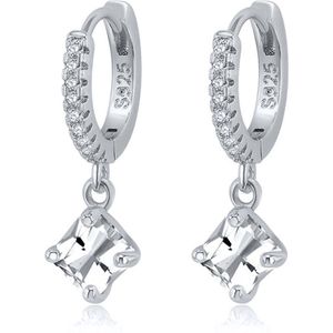 ILVY Oorbellen - Silver/Strass | Ø 13 mm | hanger 5 x 5 mm | 925 Silver