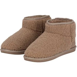 Morethansocks - Dames teddy pantoffels - Fake Fur voering - Taupe - Maat 37/38