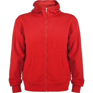 Rood unisex kinder sweatshirt met rits en capuchon model Montblanc merk Roly maat 146 - 152