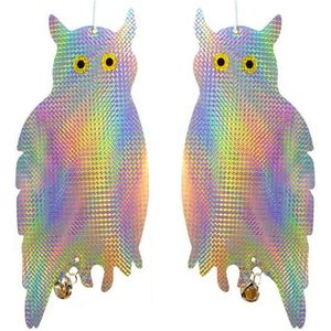 2 Stuks Vogelverschrikker Set – Reflecterende Nep Uil met Holografisch Effect – Effectief Vogelafweerapparaat tegen Vogels, Duiven, Spechten, Pigeons en Ongedierte – Tuin, Balkon en Boerderij