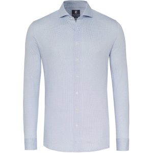 Desoto - Essential Overhemd Hai Piqué Dots Blauw - Heren - Maat 48 - Slim-fit
