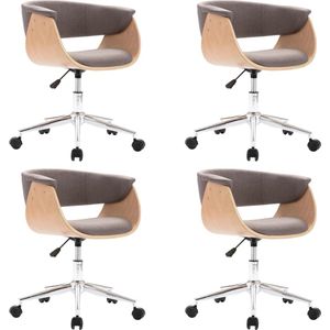 vidaXL - Eetkamerstoelen - 4 - st - draaibaar - stof - taupe