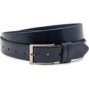 Thimbly Belts Jeans riem blauw glad leder - heren en dames riem - 3.5 cm breed - Zwart - Echt Leer - Taille: 90cm - Totale lengte riem: 105cm