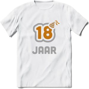 18 Jaar Feest T-Shirt | Goud - Zilver | Grappig Verjaardag Cadeau Shirt | Dames - Heren - Unisex | Tshirt Kleding Kado | - Wit - XXL